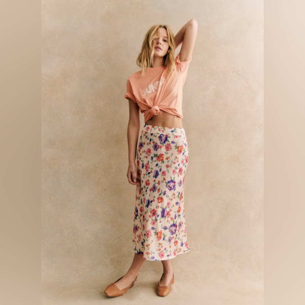 Sezane Sandy Floral Midi Skirt